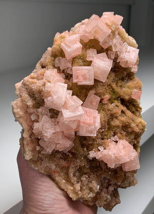 Pink Halite with Yellow Trona, Great Crystallization - from Owens Lake, California