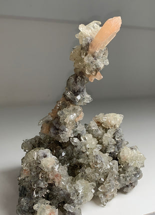 Our Finest ! Blue Chalcedony Stalactite with Gemmy Apophyllite and Pink Stilbite *