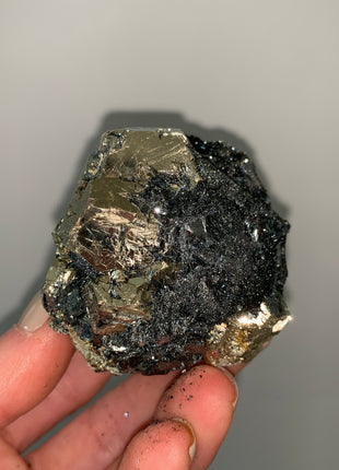 Pentadodecahedral Pyrite with Sparkly Hematite - Elba Island, Italy