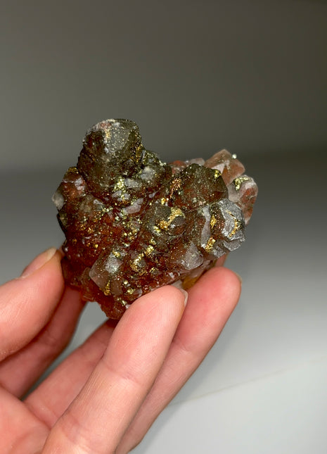 Red Calcite with Chalcopyrite