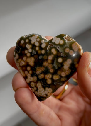 Pink Orbicular Ocean Jasper Heart