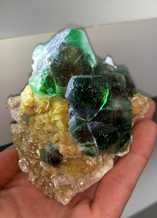 Vivid Green Fluorite with Yellow Mica - Erongo Mountains, Namibia