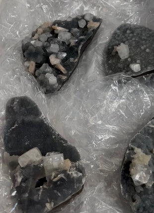 4 Pieces ! Druzy Blue Chalcedony with Apophyllite Lot