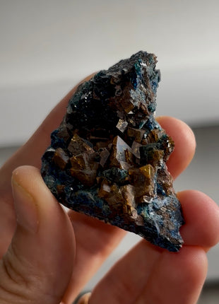 Blue Lazulite with Siderite from Rapid Creek, Canada PM0627