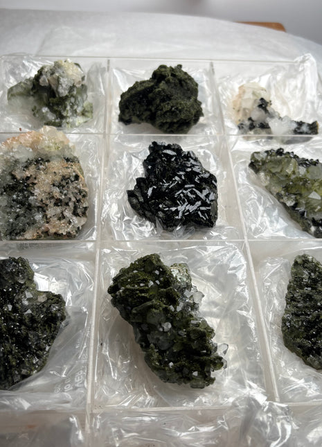 9 Pieces ! High Grade Green Epidote with Quartz Lot