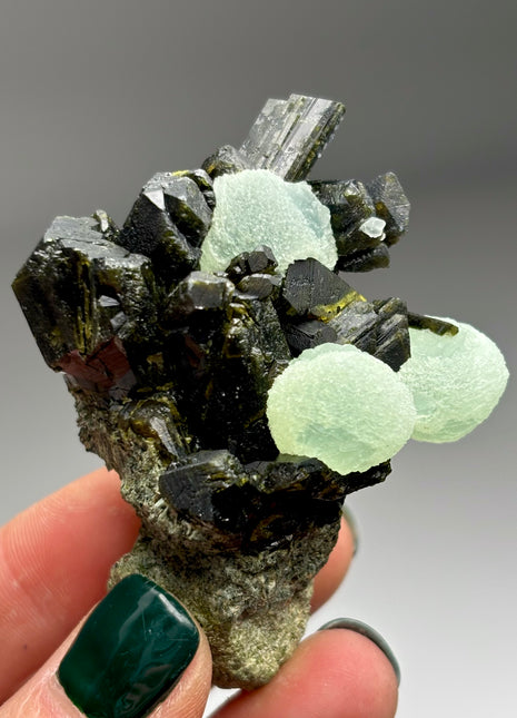 New ! Green Prehnite with Epidote - From Mali