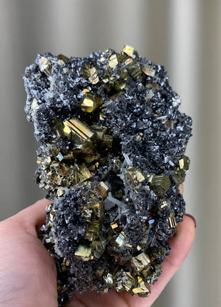 Very Lustrous Pyrite with Sphalerite and Quartz - Borieva mine, Rhodope Mtns