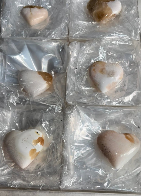 6 Pieces ! Peach Stilbite with Scolecite Hearts Lot