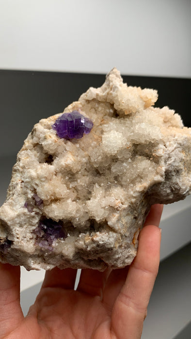 Purple Fluorite with Quartz - From Berbes, Spain