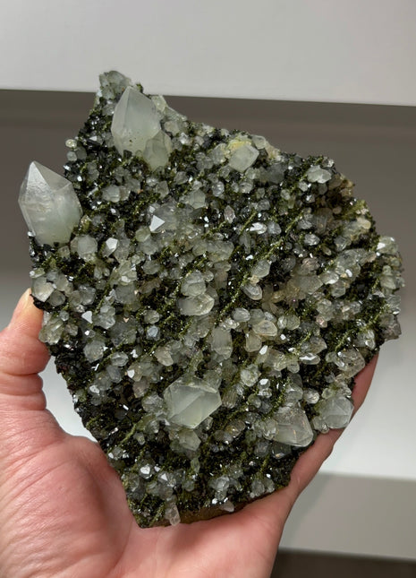 Forest Green Epidote with Quartz