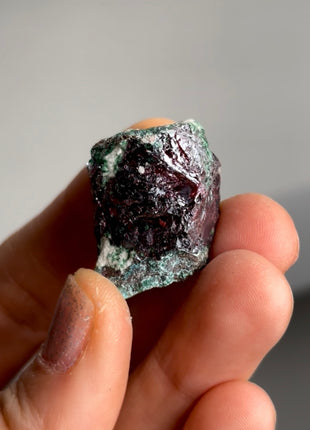 Red Cuprite with Fibrous Green Malachite