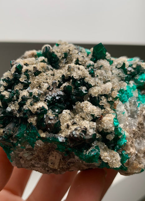 Green Dioptase with Calcite