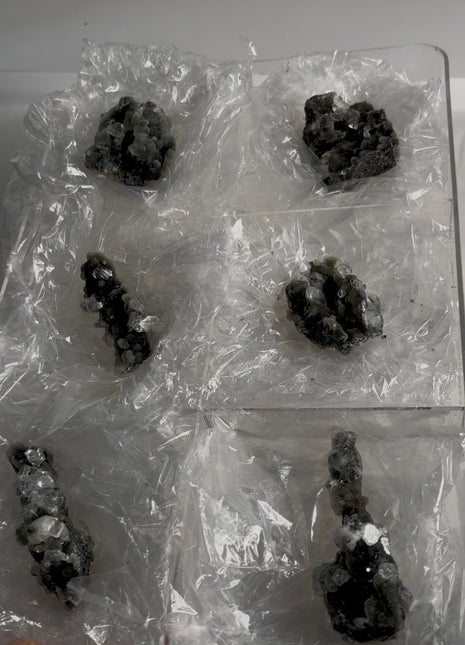 6 Pieces ! High Grade Black Chalcedony with Apophyllite Lot