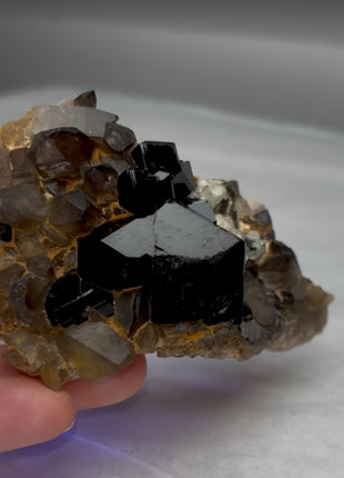 Black Tourmaline with Smoky Quartz - From Erongo, Namibia