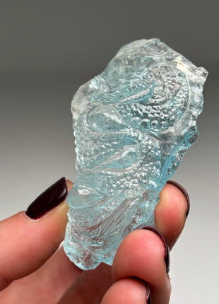 Blue Aquamarine Dragon Carving