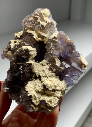 Wow ! Blue Grey Fluorite with Calcite