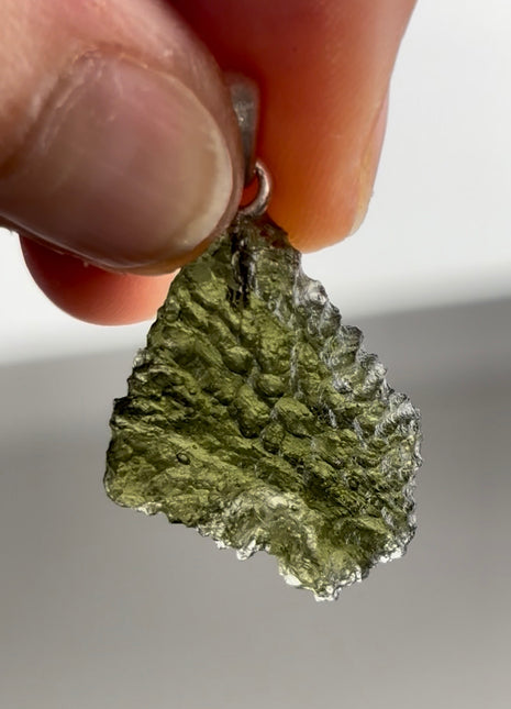 Green Moldavite 925 Silver Pendant PM0497