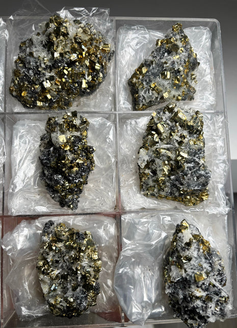 6 Pieces ! High Grade Pyrite with Needle Quartz Lot