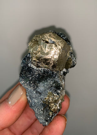 Pentadodecahedral Pyrite with Sparkly Hematite - Elba Island, Italy