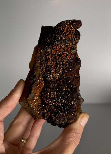 Unusual ! Red Vanadinite with Silky Black Coronadite