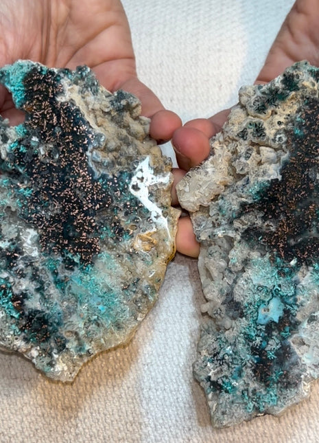 Stunning  ! Blue Chrysocolla with Native Copper Pair