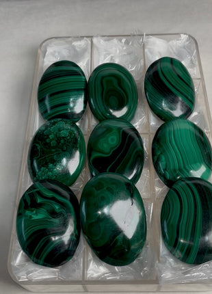 High Grade Malachite Palmstone Lot ! 9 Pieces