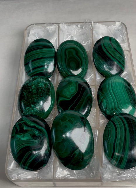 High Grade Malachite Palmstone Lot ! 9 Pieces