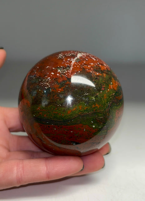 Red and Green Ocean Jasper Sphere from Madagascar