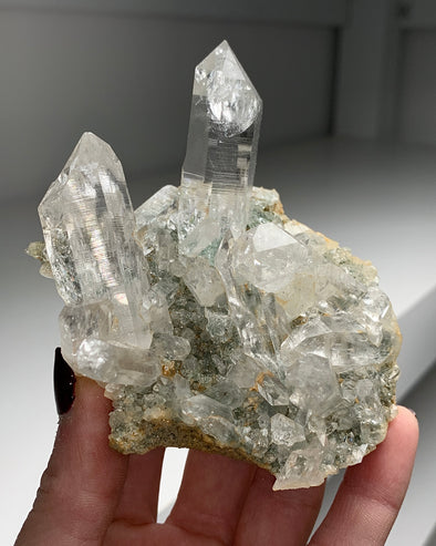Clear Quartz with Green Chlorite- From Himachal Pradesh, Himalayas