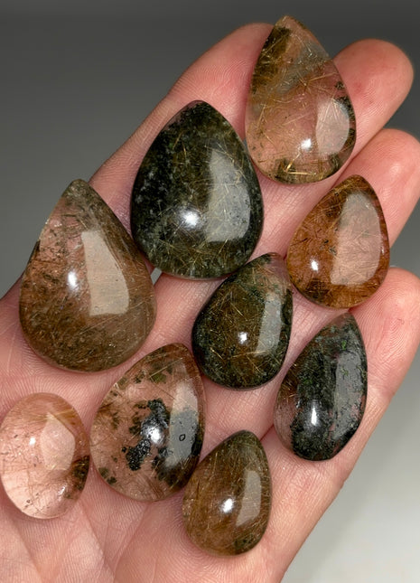 Rare 💎 Rutile Green Chlorite Quartz Lot - From Himachal Pradesh, 9 pieces !