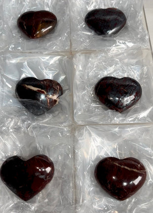 6 Pieces ! Red Metallic Jaspilite Hearts Lot