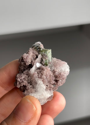Green Tourmaline with Lepidolite from Cruzerio, Brazil