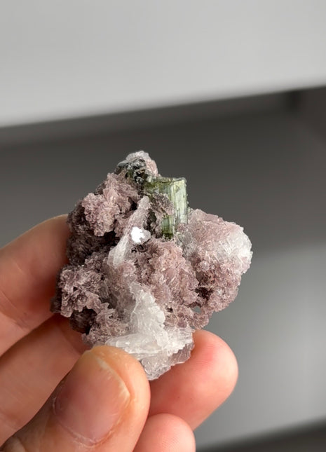Green Tourmaline with Lepidolite from Cruzerio, Brazil