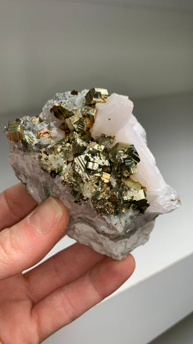 Manganocalcite with Pyrite - Borieva mine, Rhodope Mtns
