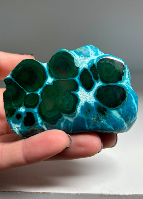 Top ! Blue Chrysocolla with Green Malachite Stalactite