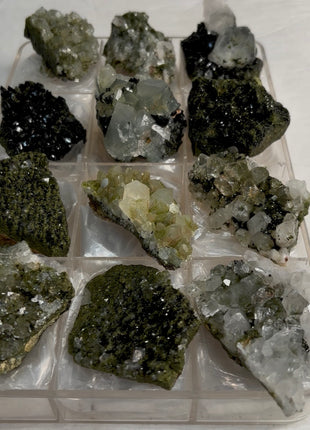 12 Pieces ! Forest Epidote with Quartz Lot