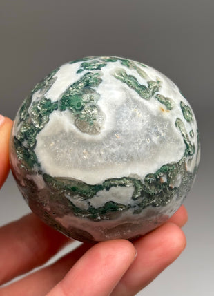 Green Moss Agate Geode Sphere