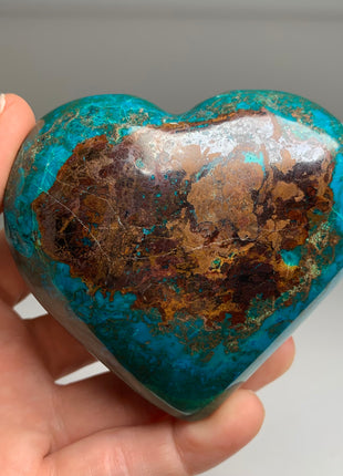 New ! Rich Blue Chrysocolla with Red Brown Cuprite and Green Malachite Heart