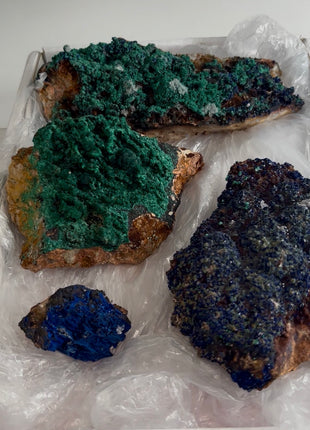 4 Piece Lot ! Green Malachite and Blue Azurite Specimens