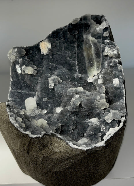 Druzy Blue Chalcedony with Apophyllite Geode