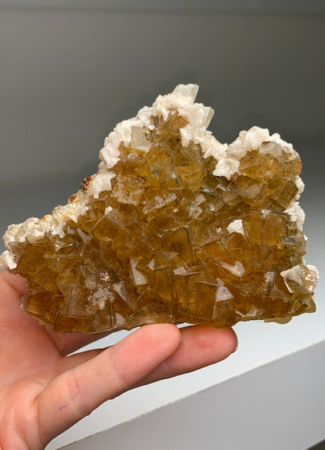 Cubic Yellow Fluorite with White Dolomite - From Spain