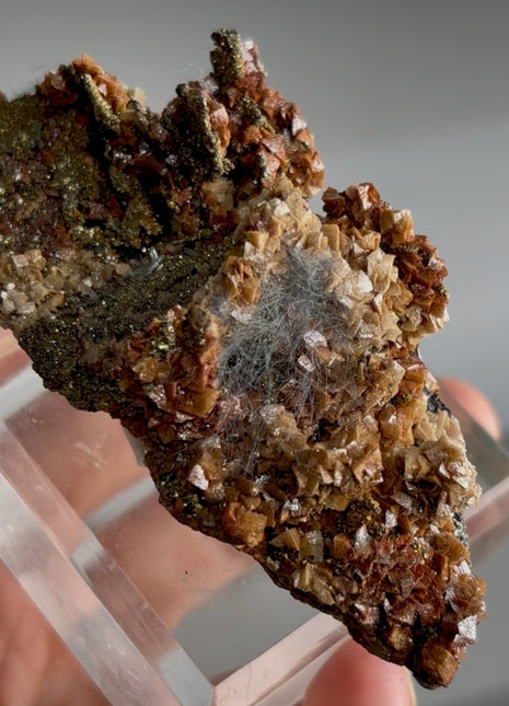 Rare ! Boulangerite with Rhodocrosite with Pyrite