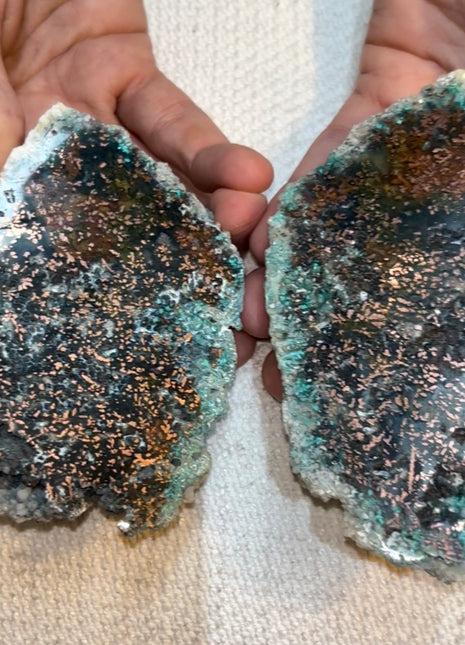 Stunning  ! Blue Chrysocolla with Native Copper Pair