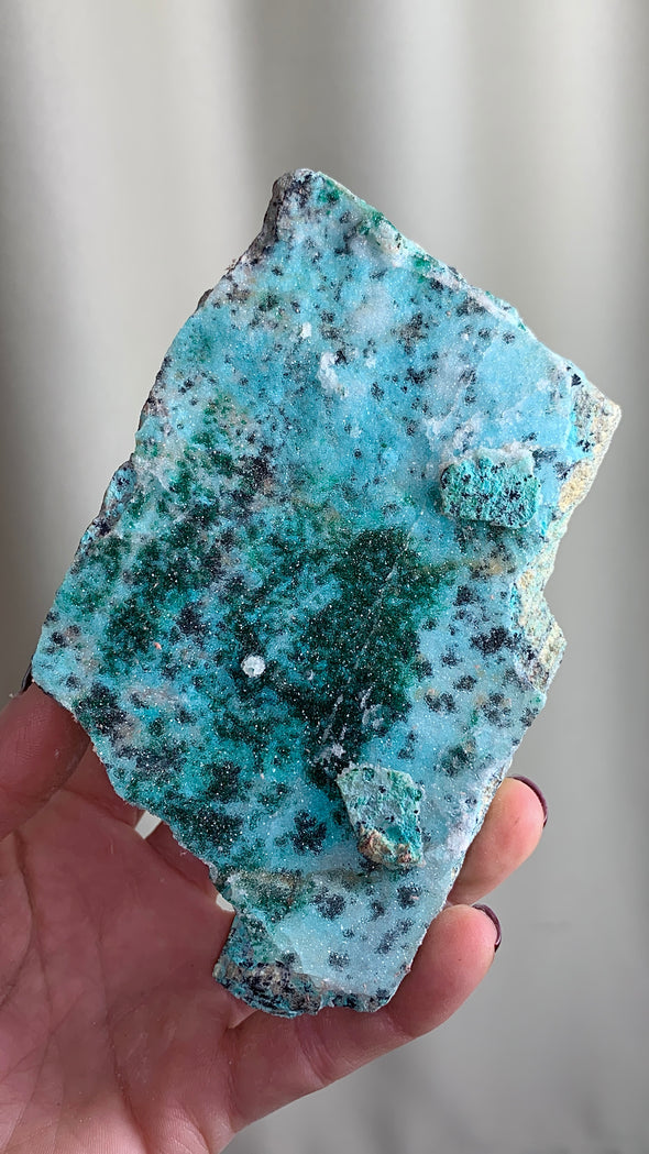 Druzy Blue Chrysocolla with Green Malachite - From DRC