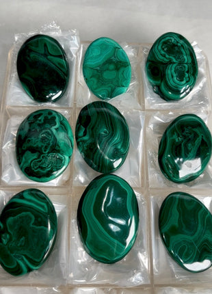 High Grade Malachite Palmstone Lot ! 9 Pieces