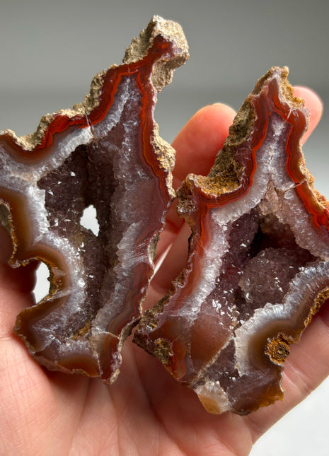 Black Sea Agate Geode Pair