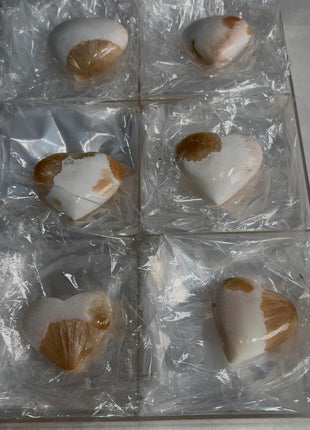 6 Pieces ! Peach Stilbite with Scolecite Hearts Lot