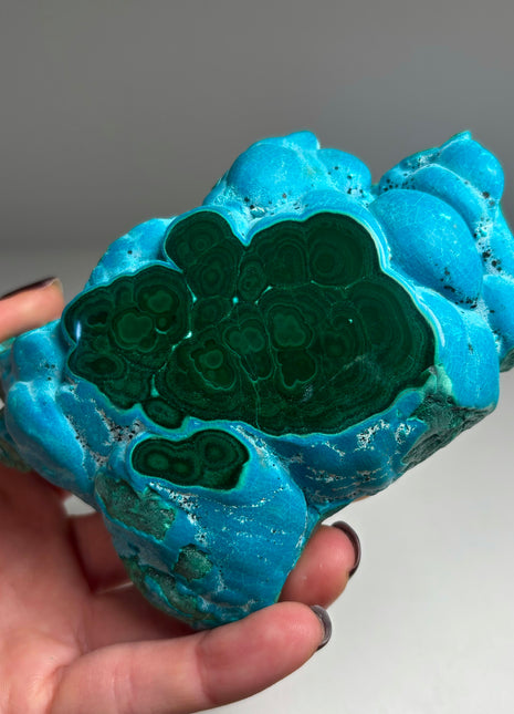 Blue Chrysocolla with Green Malachite Stalactite