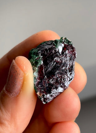 Red Cuprite with Fibrous Green Malachite