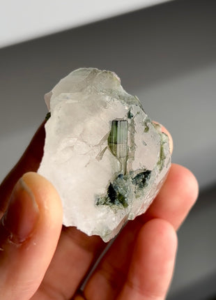 Green Tourmaline with Quartz from Cruzerio, Brazil